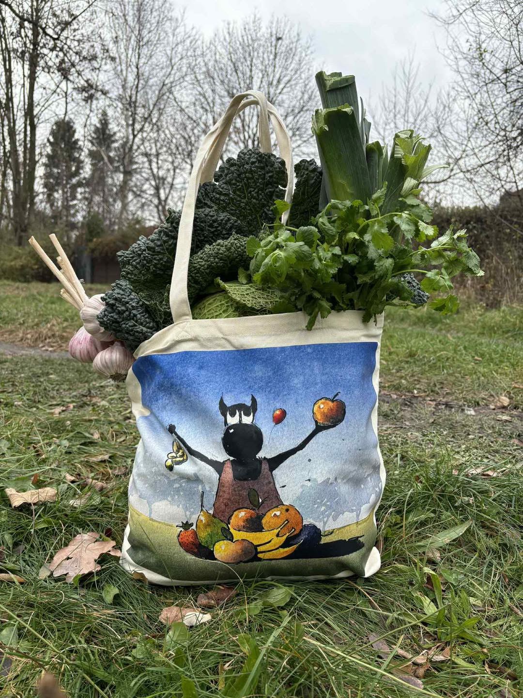 Ekologiczna torba z Bebokiem pełna zakupów